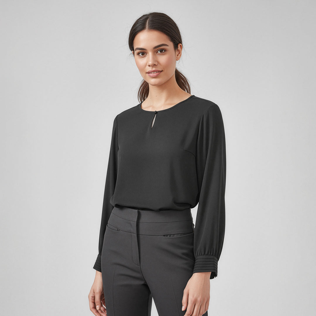 Biz Corporates The Evelyn Keyhole Blouse | Long Sleeve Shirts & Tops