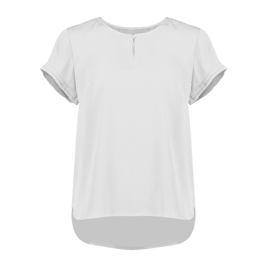 Biz Corporates The Evelyn Keyhole Top | Short Sleeve Ivory Shirts & Tops
