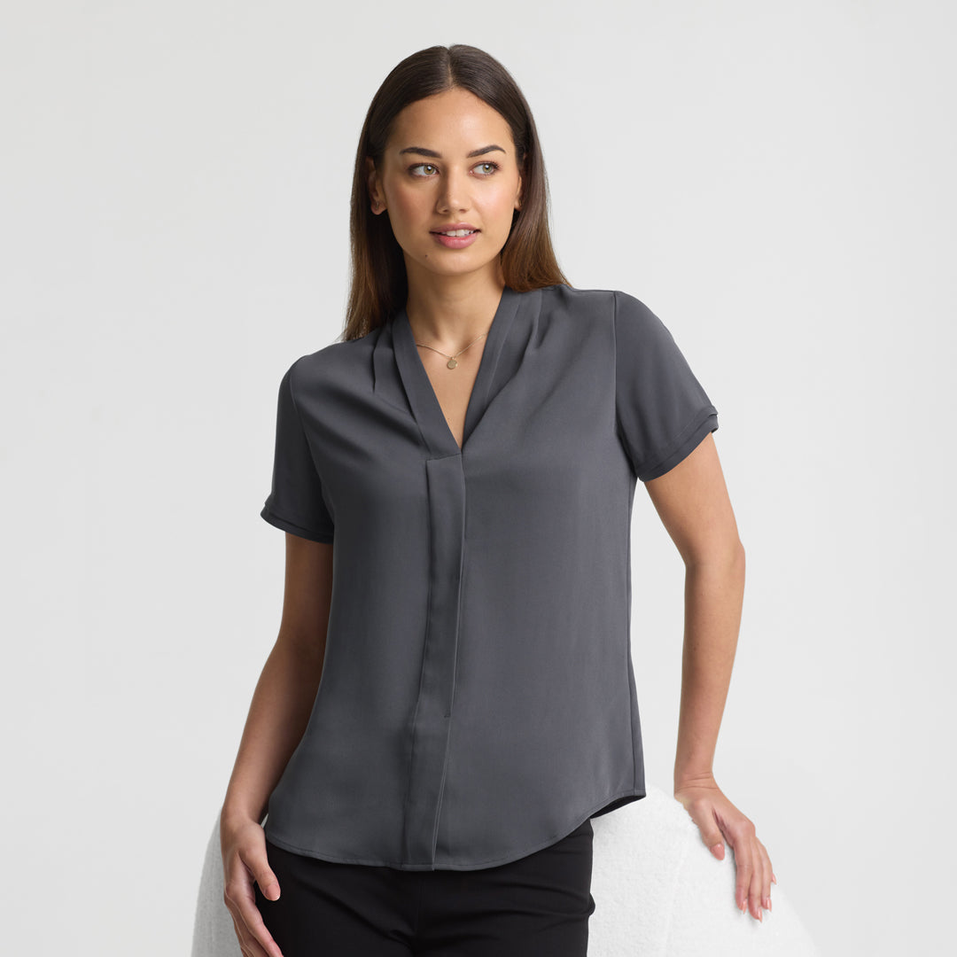 Biz Collection The Madison Shirt | Ladies | Short Sleeve Charcoal Shirts & Tops