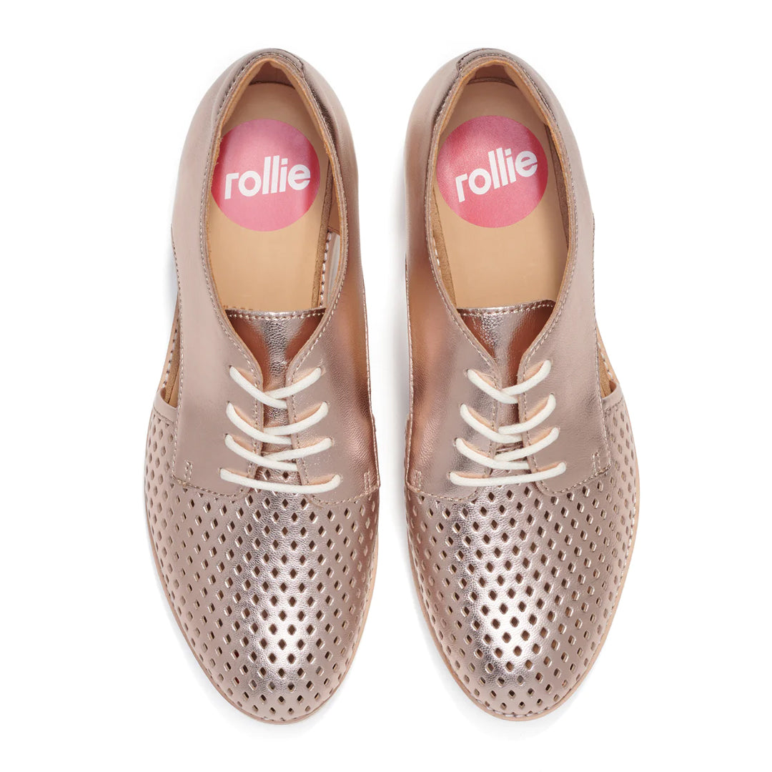 Rollie The Derby Sidecut Punch | Ladies Rose Gold Shoes