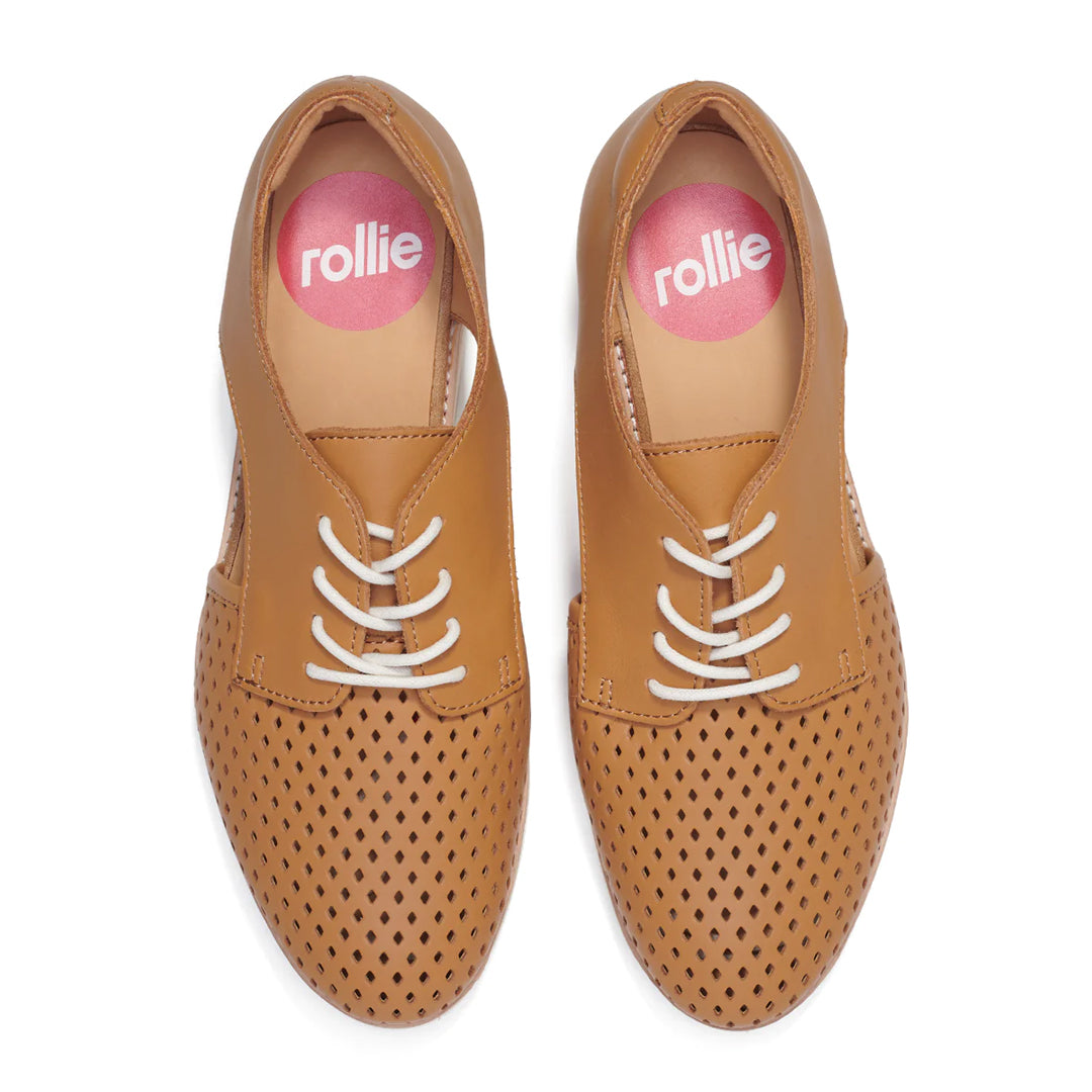 Rollie The Derby Sidecut Punch | Ladies Tan Shoes