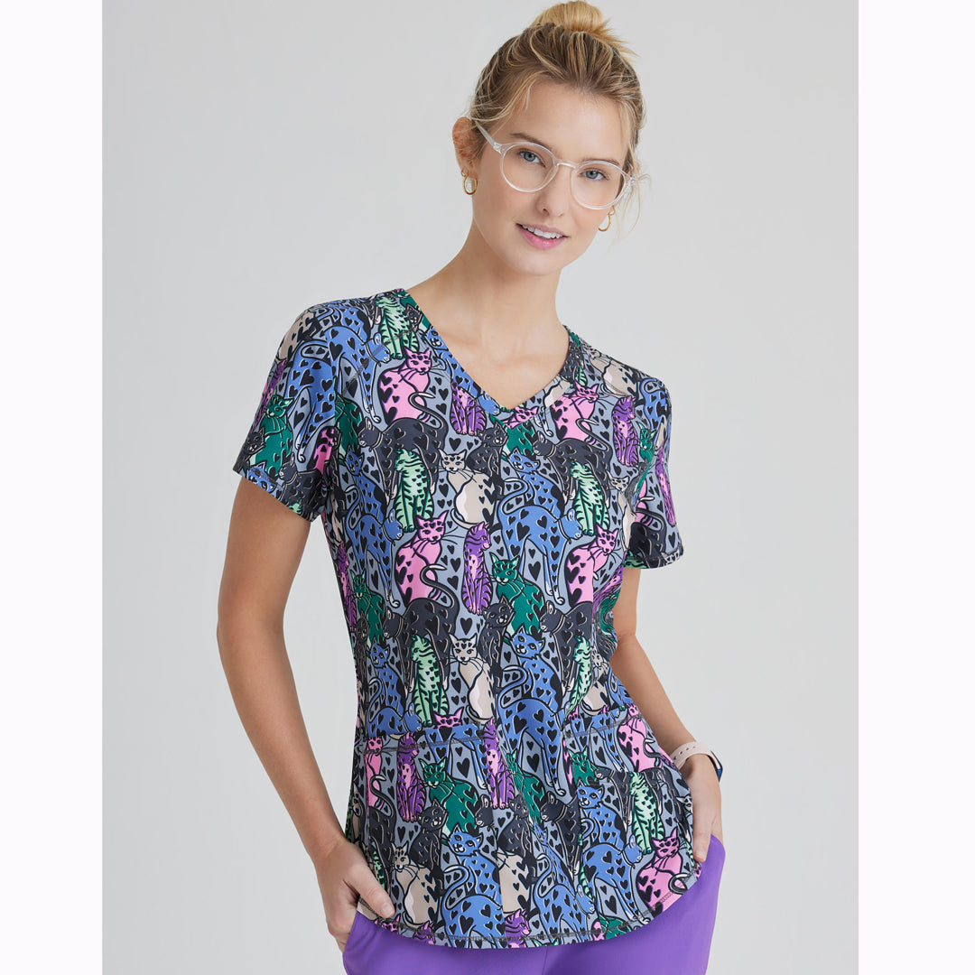 Skechers by Barco The Skechers Printed Scrub Top | Ladies HOH Scrubs