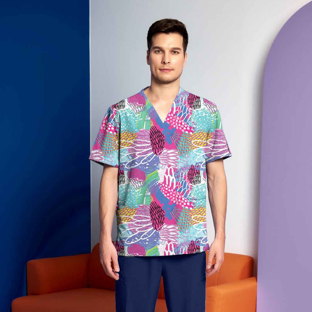 Scrubness The Scrubness Printed Scrub Top | Mens Scrubs