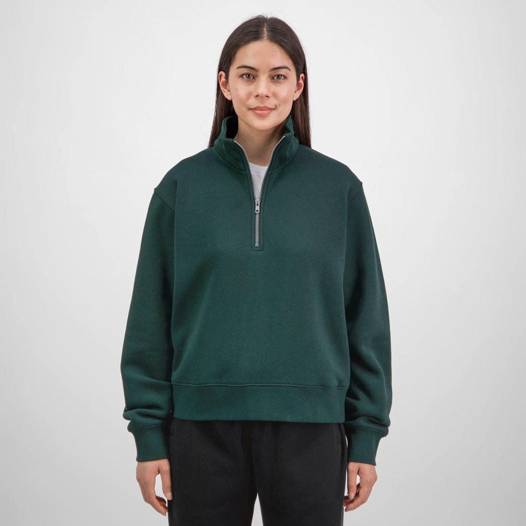Goodmates The Everyday 1/4 Zip Jumper | Ladies Scarab Green Shirts & Tops