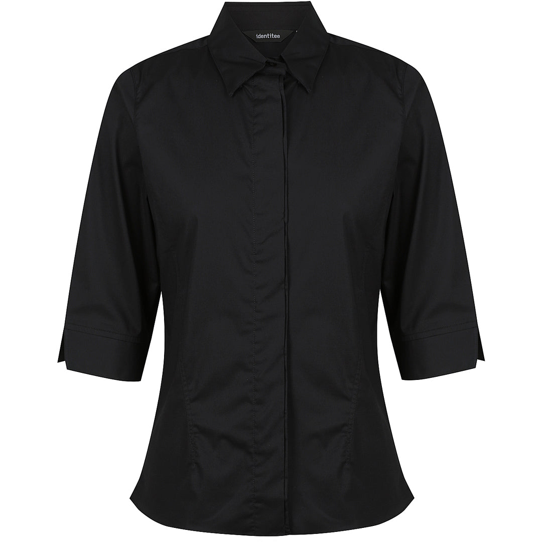 Identitee The Stella Shirt | Ladies | 3/4 & Long Sleeve Black/Black Shirts & Tops