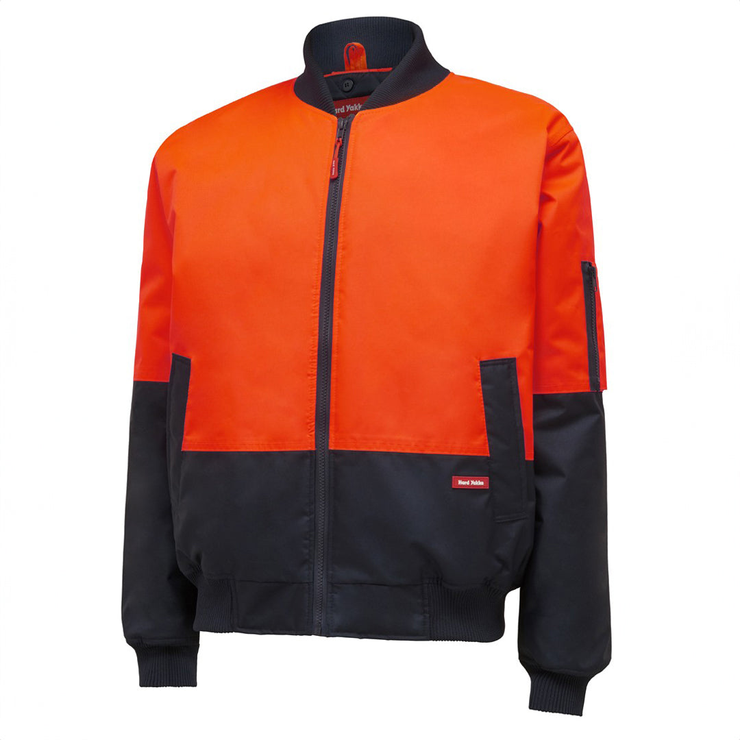 Hard Yakka The Core Day Hi Vis Bomber Jacket | Mens Orange/Navy Coats & Jackets