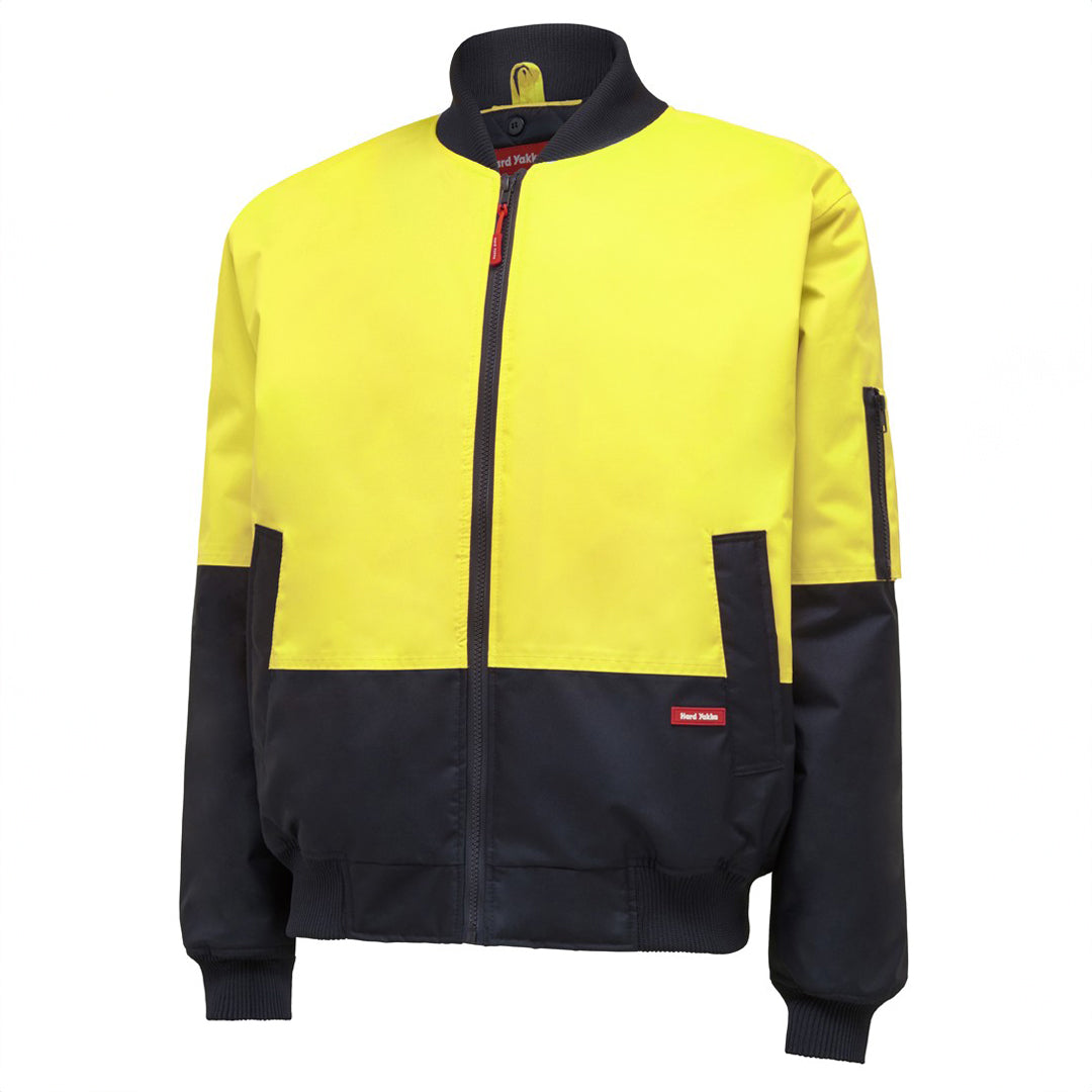 Hard Yakka The Core Day Hi Vis Bomber Jacket | Mens Yellow/Navy Coats & Jackets