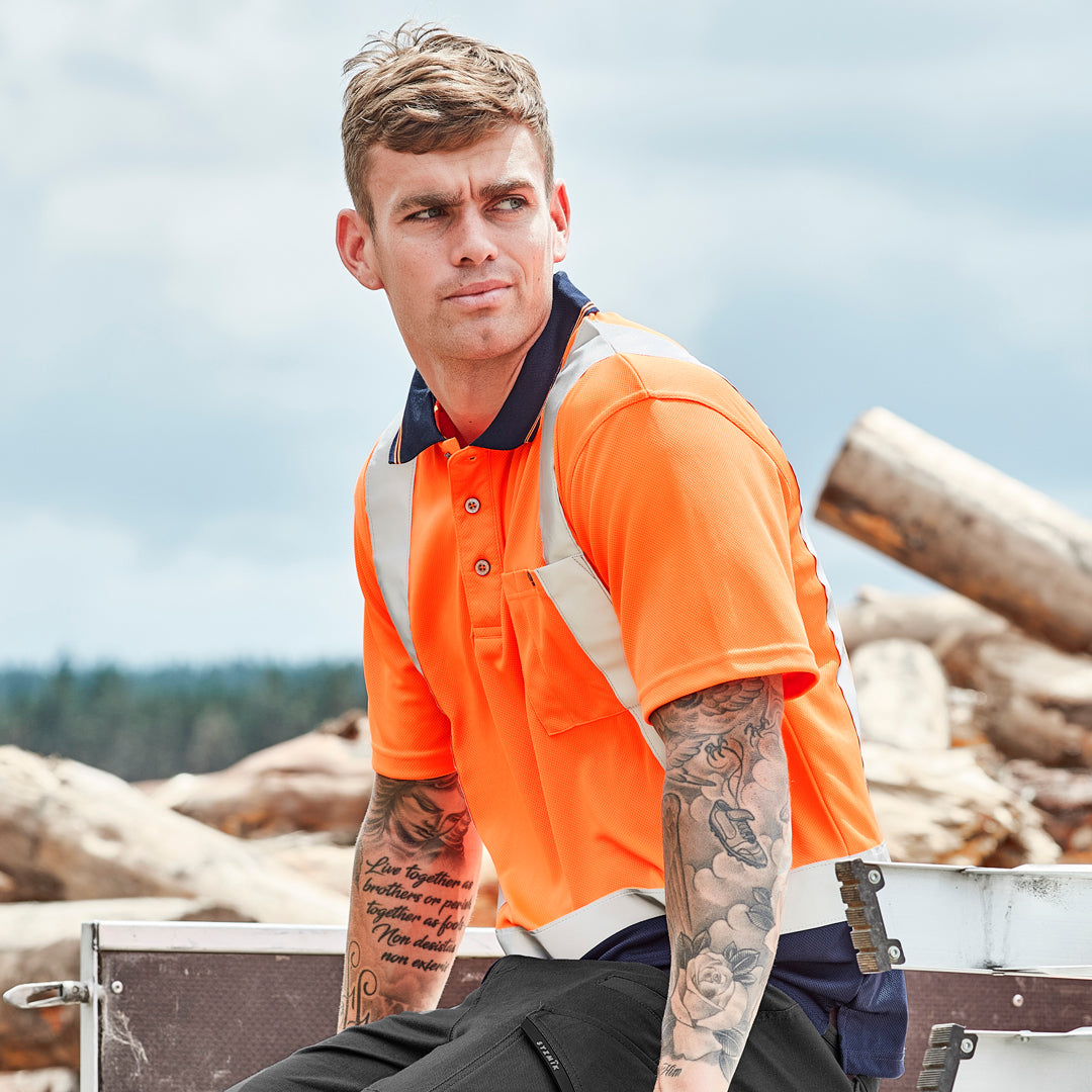 Syzmik The Hi Vis Spliced Polo | Shoulder Taped | Short Sleeve Work Safety Protective Gear