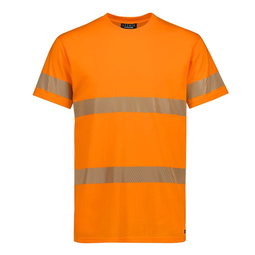 Syzmik The Hi Vis Segmented Tape Cotton Tee | Adults Orange Work Safety Protective Gear