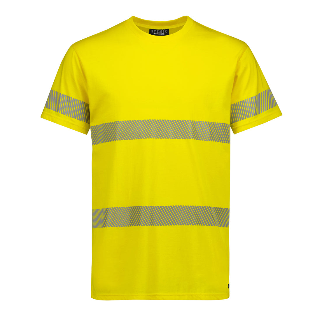 Syzmik The Hi Vis Segmented Tape Cotton Tee | Adults Yellow Work Safety Protective Gear