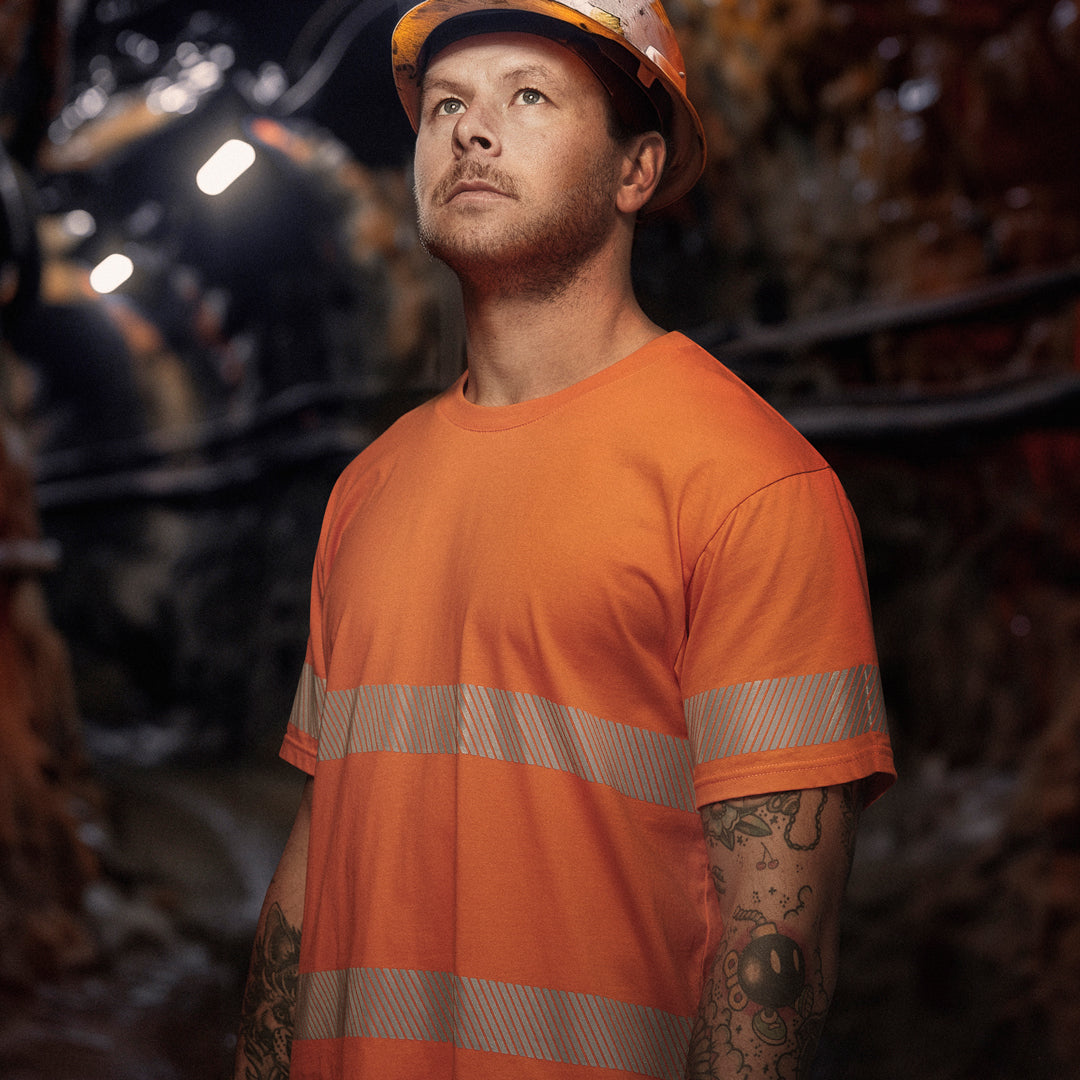 Syzmik The Hi Vis Segmented Tape Cotton Tee | Adults Work Safety Protective Gear