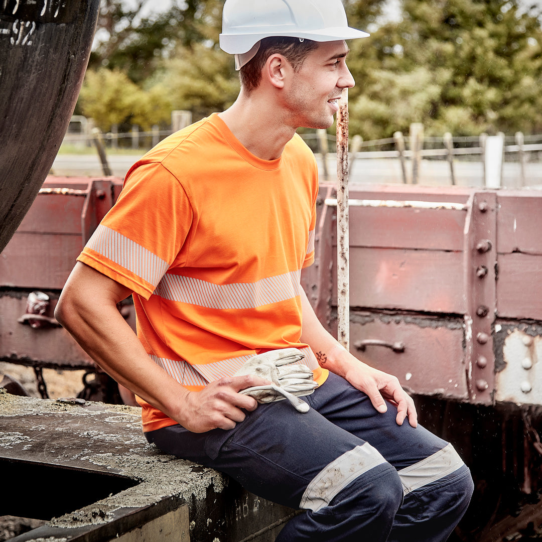 Syzmik The Hi Vis Segmented Tape Cotton Tee | Adults Work Safety Protective Gear