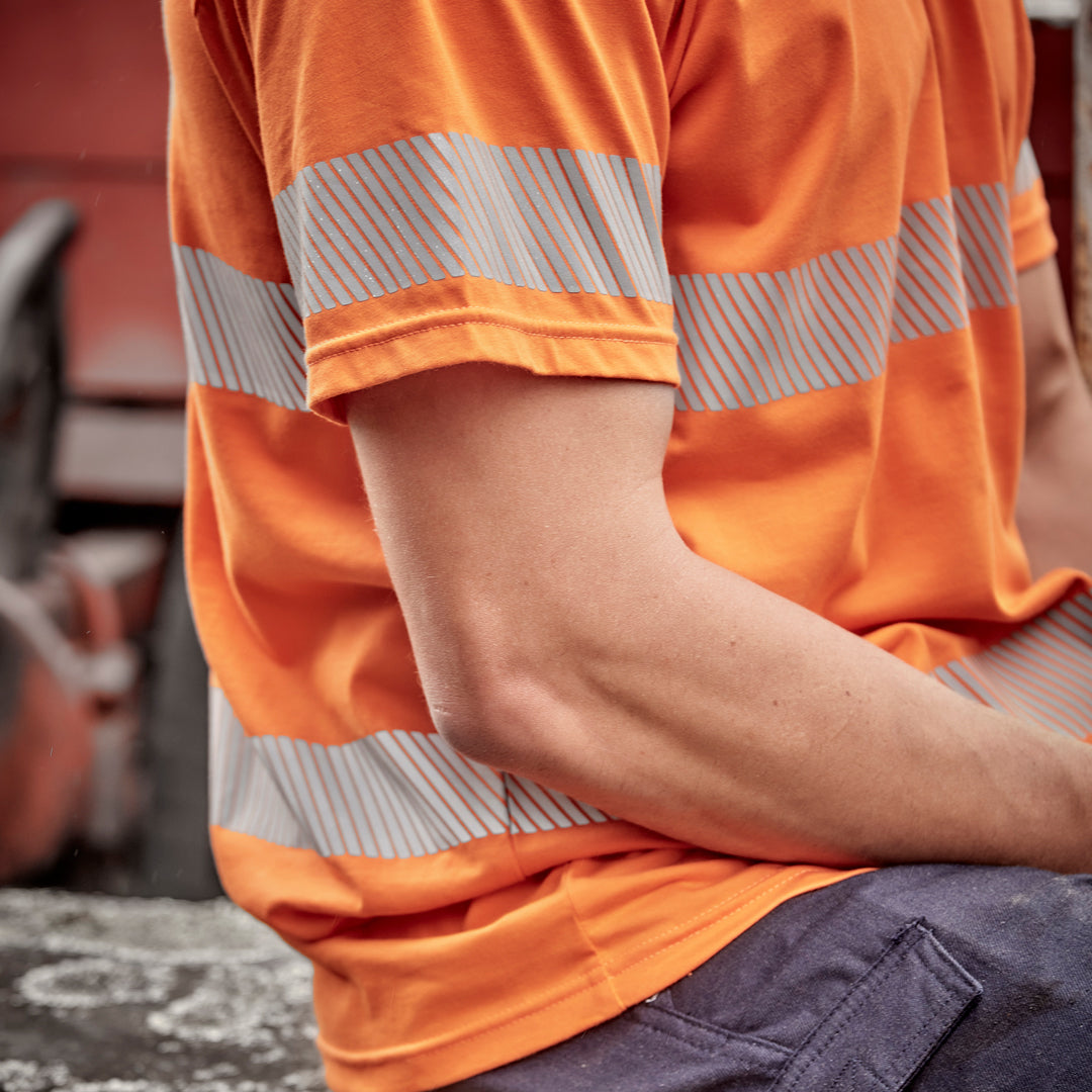 Syzmik The Hi Vis Segmented Tape Cotton Tee | Adults Work Safety Protective Gear