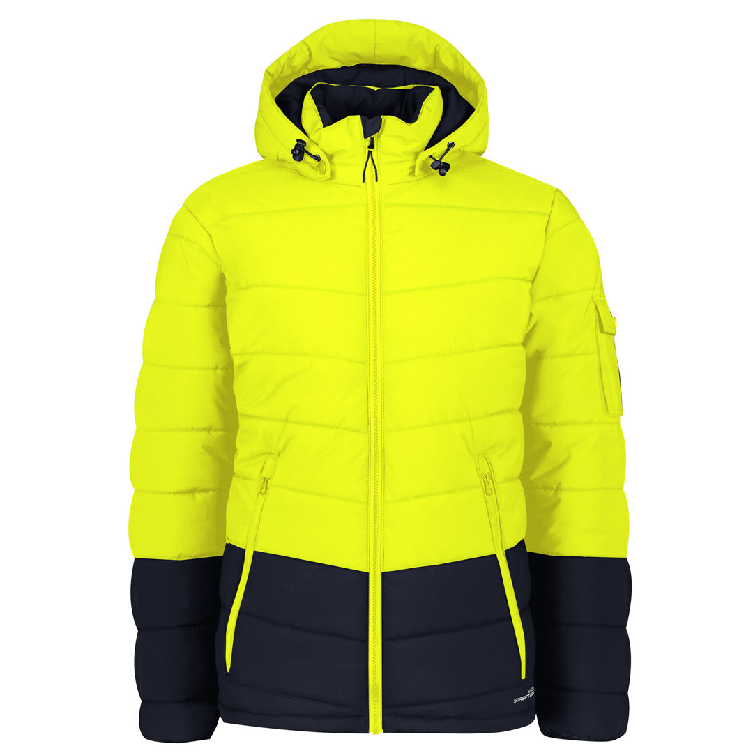 Streetworx The Hooded Puffer Jacket | Unisex Yellow/Navy Coats & Jackets