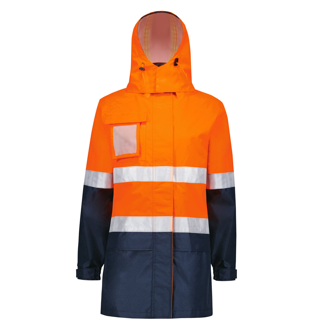 Syzmik The Ultralite Waterproof Jacket | Ladies Orange/Navy Work Safety Protective Gear