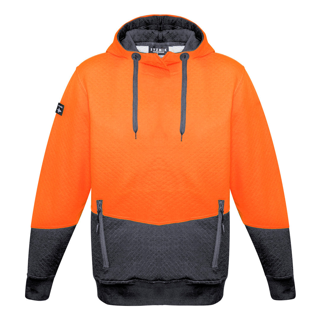 Syzmik The Hi Vis Textured Jacquard Hoodie | Pullover | Unisex Orange/Charcoal Shirts & Tops