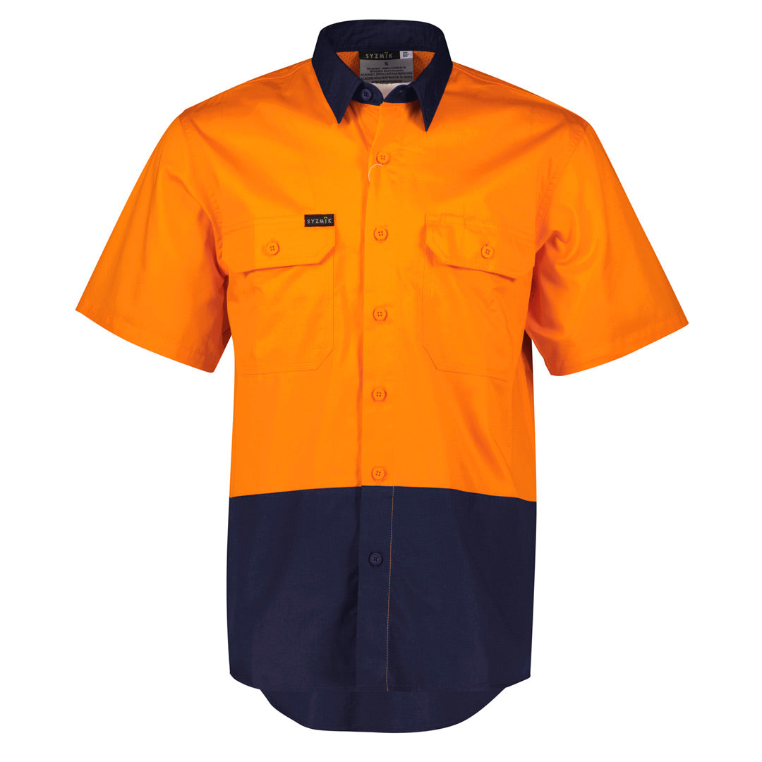 Syzmik The Hi Vis Work Shirt | Adults | Short Sleeve Orange/Navy Shirts & Tops