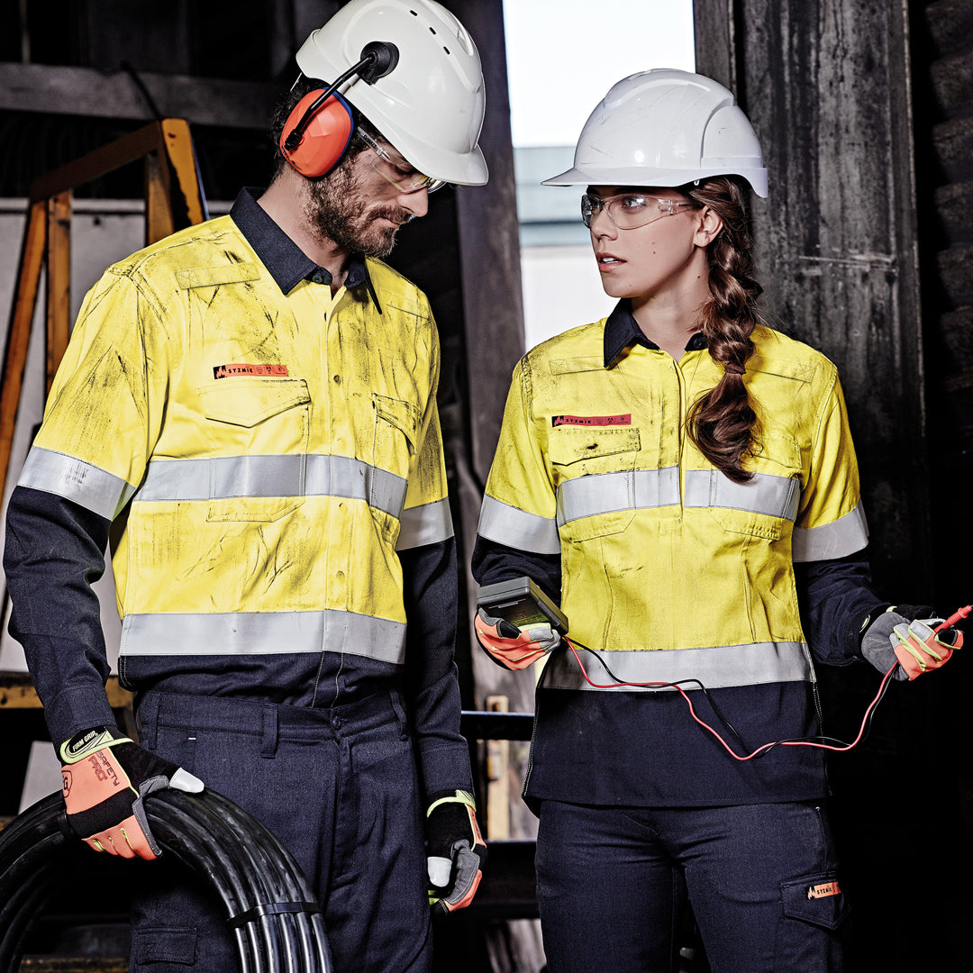 Syzmik The Peter Shirt | Mens | Hi Vis Taped | Flame Resistant | Open Front Work Safety Protective Gear