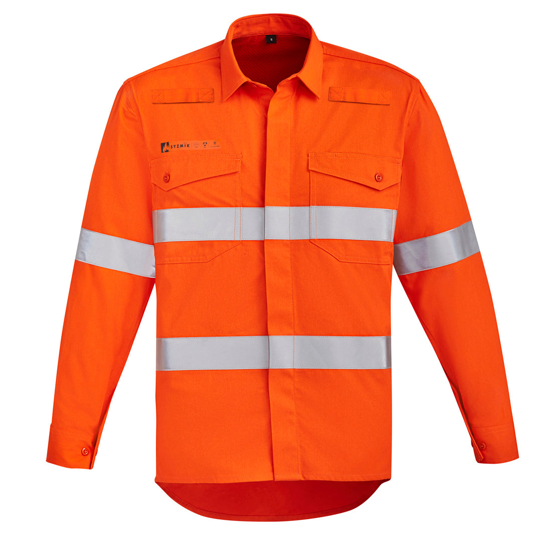 Syzmik The Greg Shirt | Mens | Hi Vis Taped | Flame Resistant | Open Front Orange Work Safety Protective Gear
