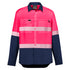 Syzmik The Segmented Hi Vis Outdoor Shirt | Unisex | Long Sleeve Pink/Navy Work Safety Protective Gear