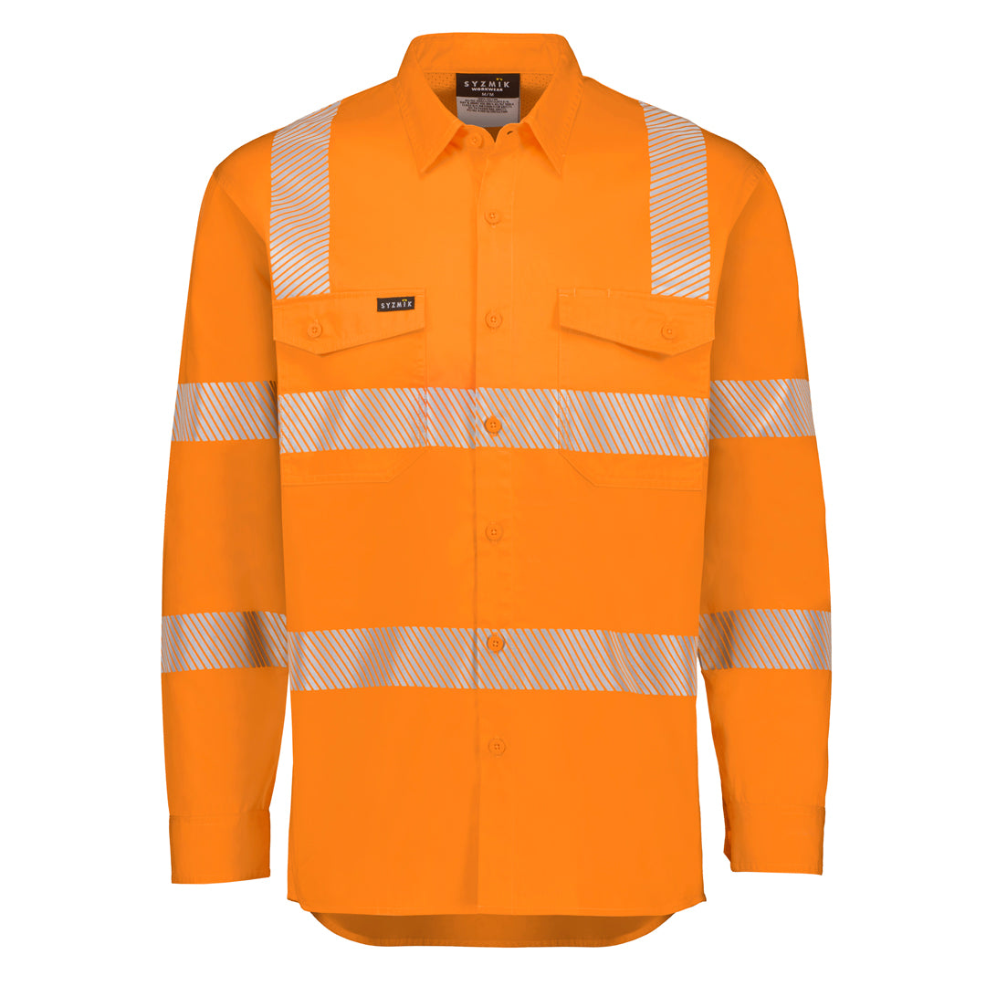 Syzmik The Hi Vis Vic Rail Shirt | Long Sleeve Orange Work Safety Protective Gear