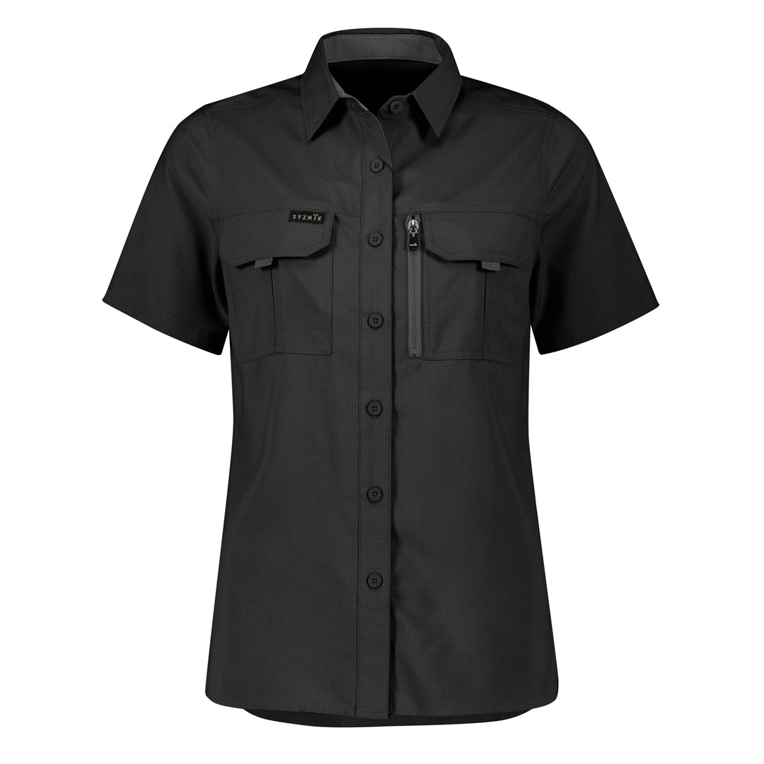 Syzmik The Outdoor Shirt | Ladies | Short Sleeve Black Shirts & Tops