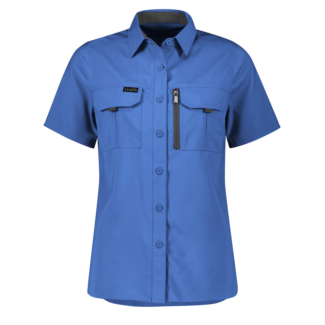 Syzmik The Outdoor Shirt | Ladies | Short Sleeve Blue Shirts & Tops