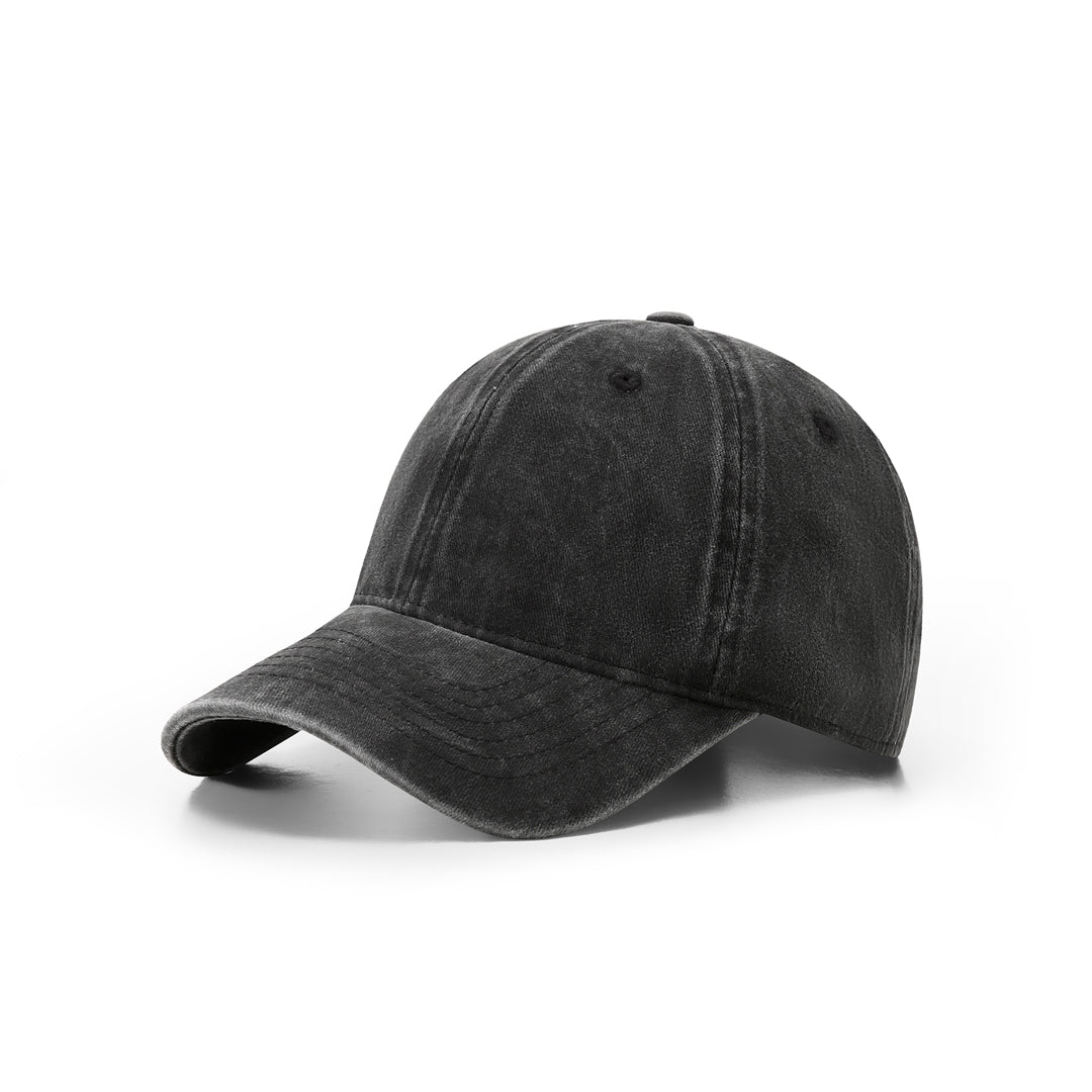 Ramo The Washed Cotton Drill Cap | 6 Panel Black Headwear