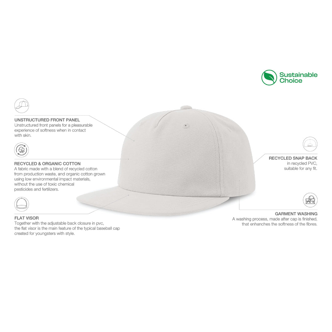 Atlantis Headwear The Cruz Organic Cotton Flat Peak Cap | Atlantis Headwear