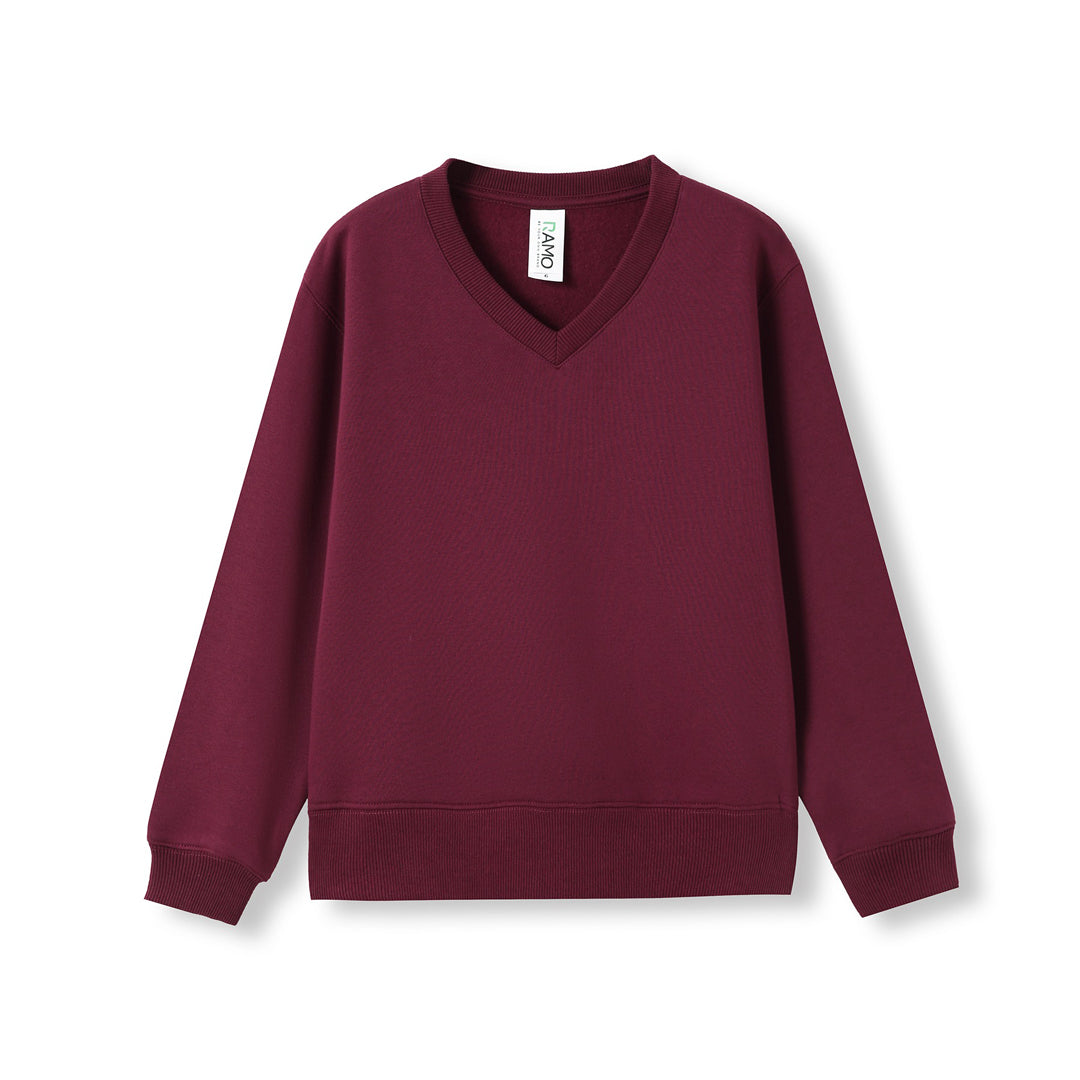 Ramo The V Neck Fleece Jumper | Kids Maroon Outerwear