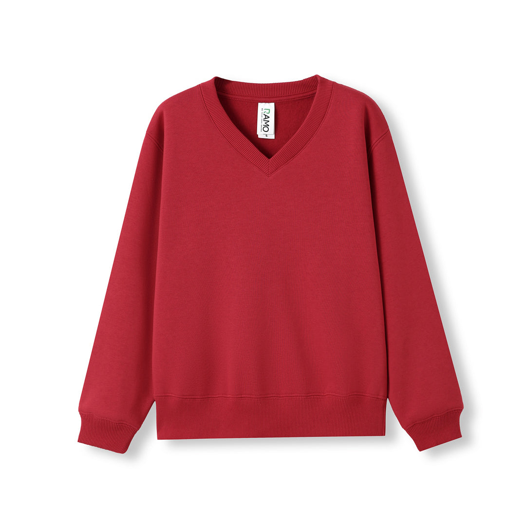 Ramo The V Neck Fleece Jumper | Kids Red Outerwear