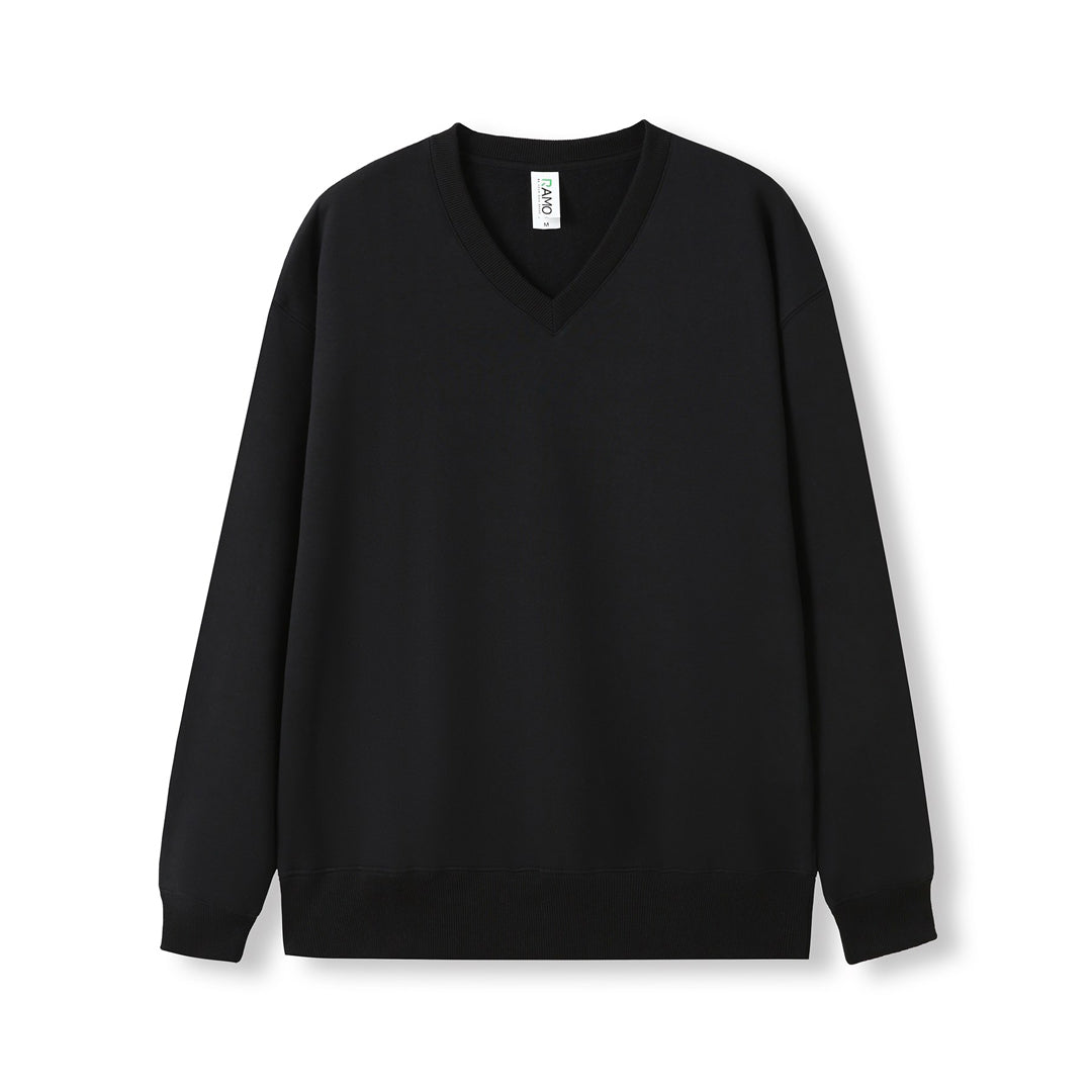 Ramo The V Neck Fleece Jumper | Mens Black Outerwear