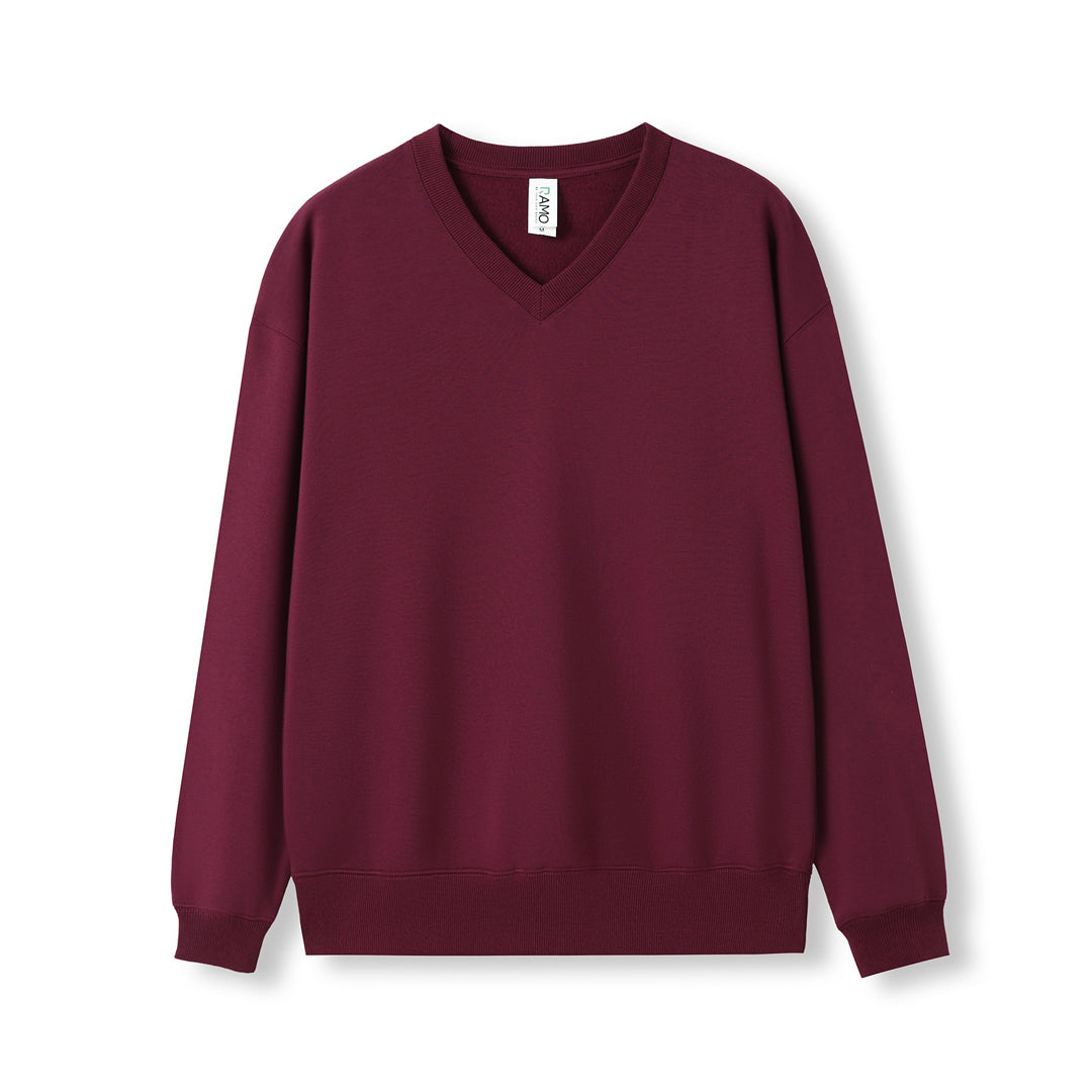 Ramo The V Neck Fleece Jumper | Mens Maroon Outerwear
