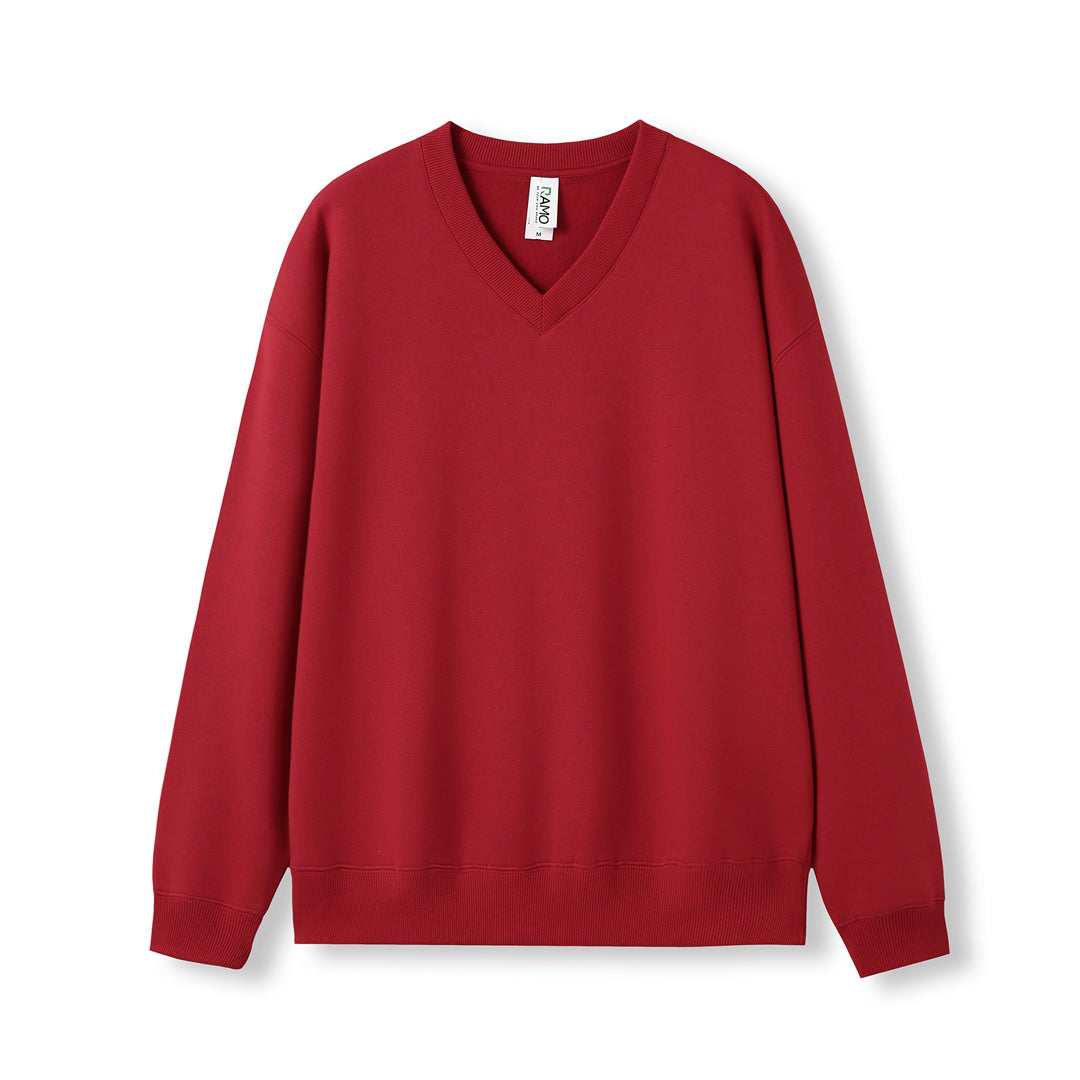 Ramo The V Neck Fleece Jumper | Mens Red Outerwear