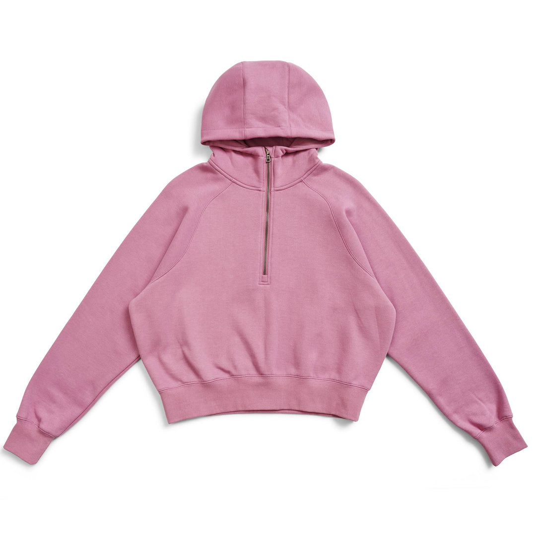Ramo The Cotton Care Half Zip Hoodie | Ladies Pink Outerwear