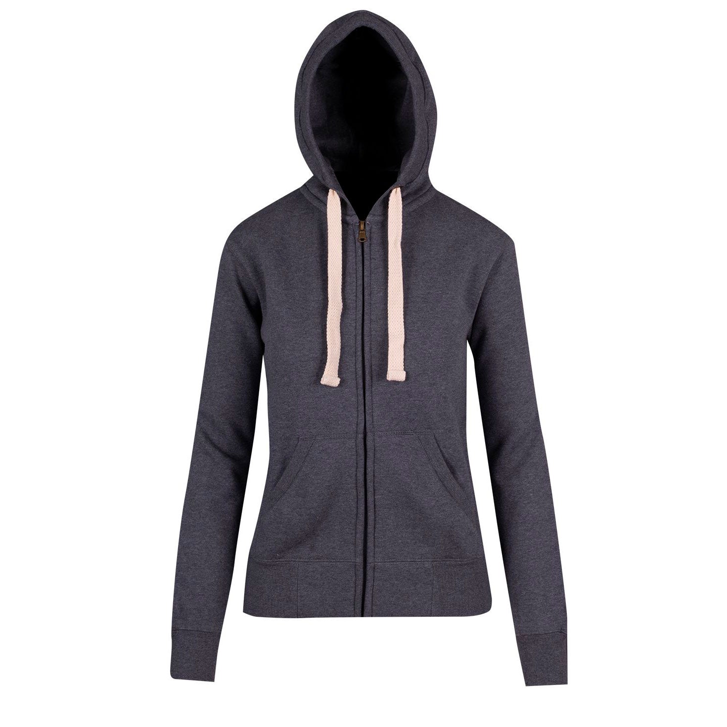 Ramo The Brushed Heavy Fleece Zip Hoodie | Ladies Charcoal Marle Hoodie