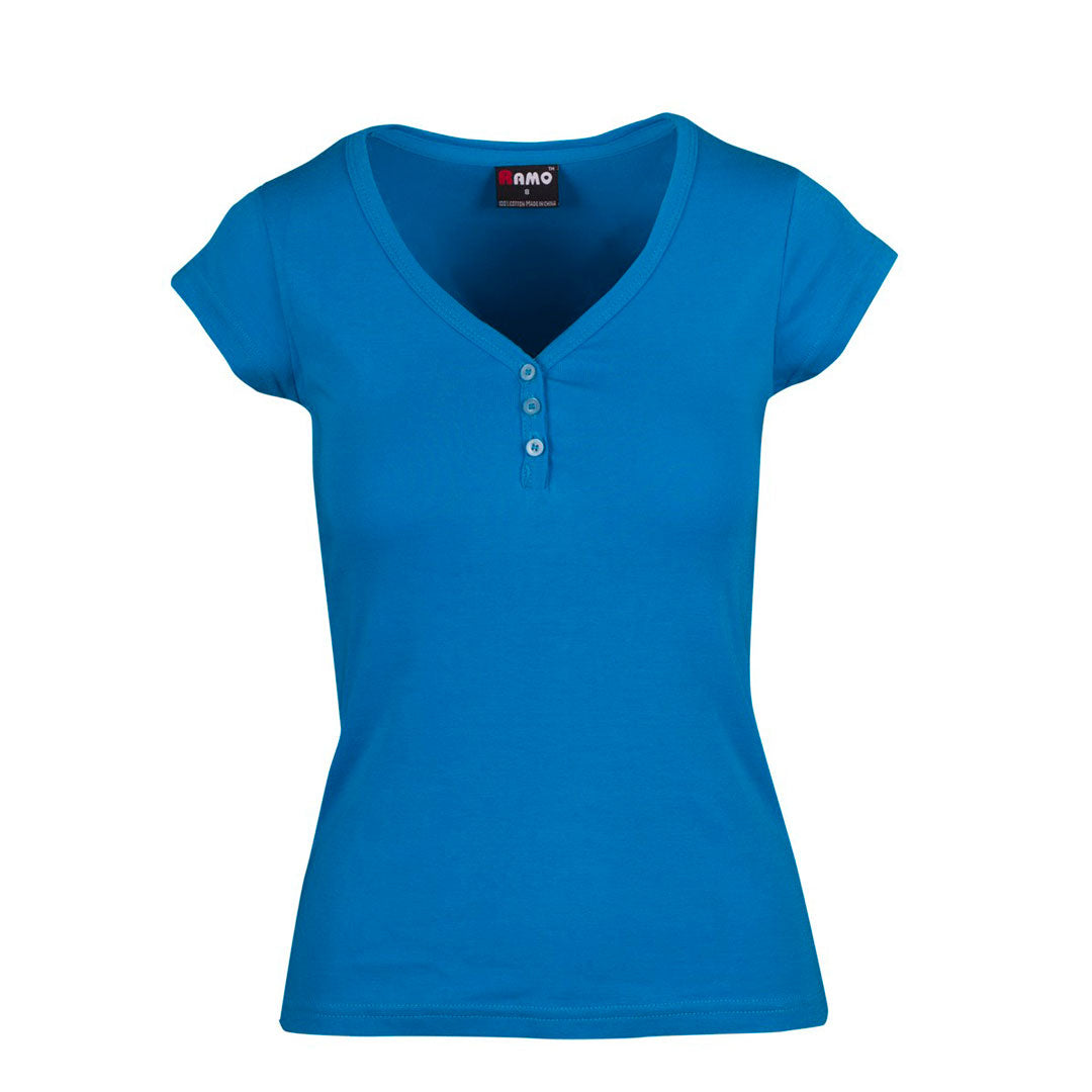 Ramo The Henley Tee | Ladies Azure Shirts & Tops