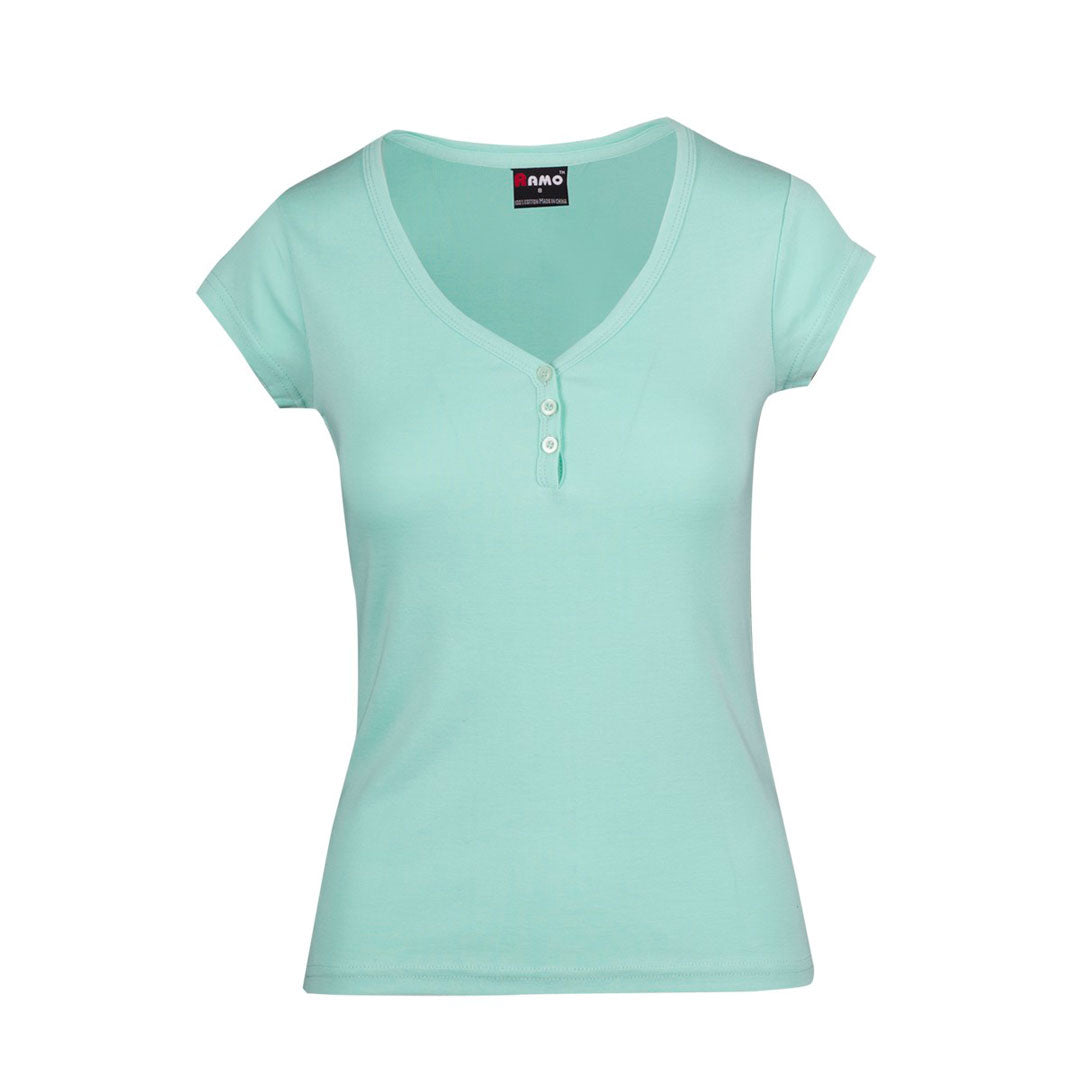 Ramo The Henley Tee | Ladies Mint Shirts & Tops