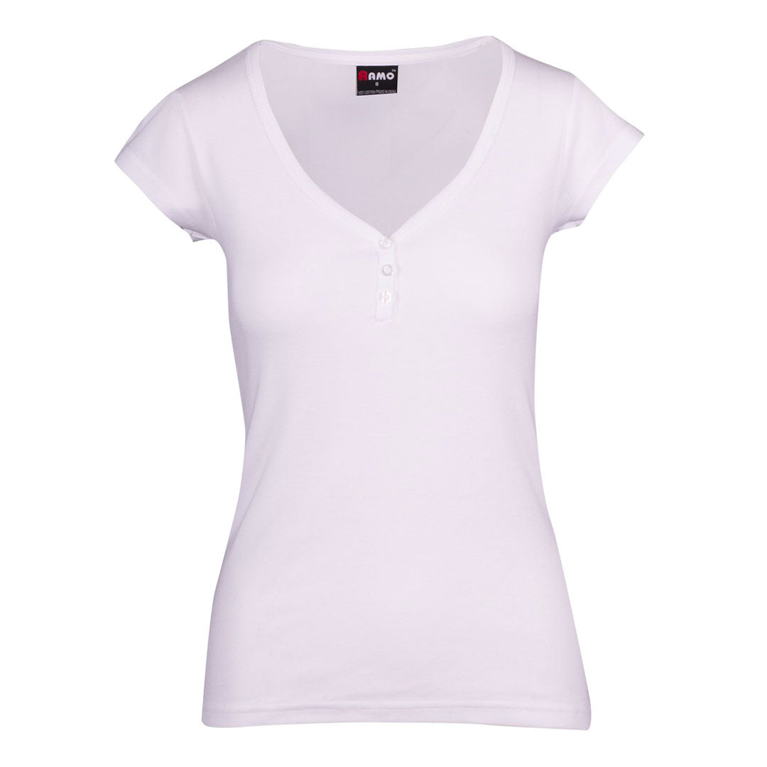 Ramo The Henley Tee | Ladies White Shirts & Tops