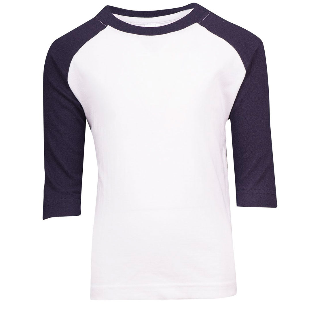 Ramo The 3/4 Raglan Sleeve Tee | Kids White/Navy Shirts & Tops