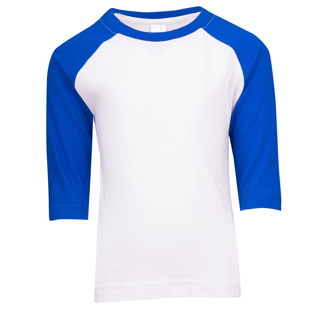 Ramo The 3/4 Raglan Sleeve Tee | Kids White/Royal Shirts & Tops