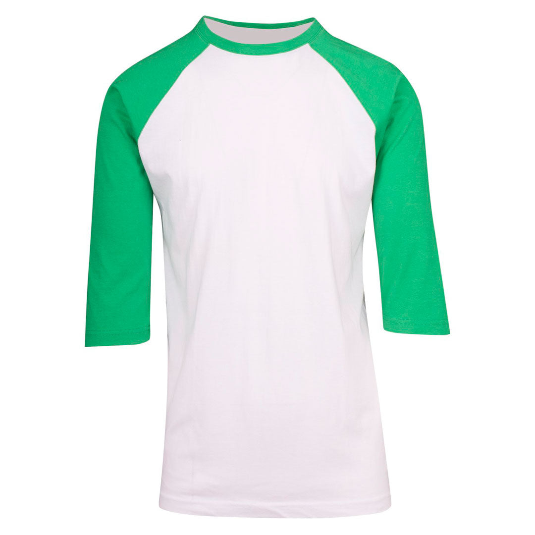 Ramo The 3/4 Raglan Sleeve Tee | Men White/Emerald Green Shirts & Tops