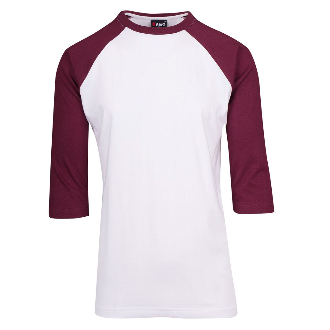 Ramo The 3/4 Raglan Sleeve Tee | Men White/Maroon Shirts & Tops