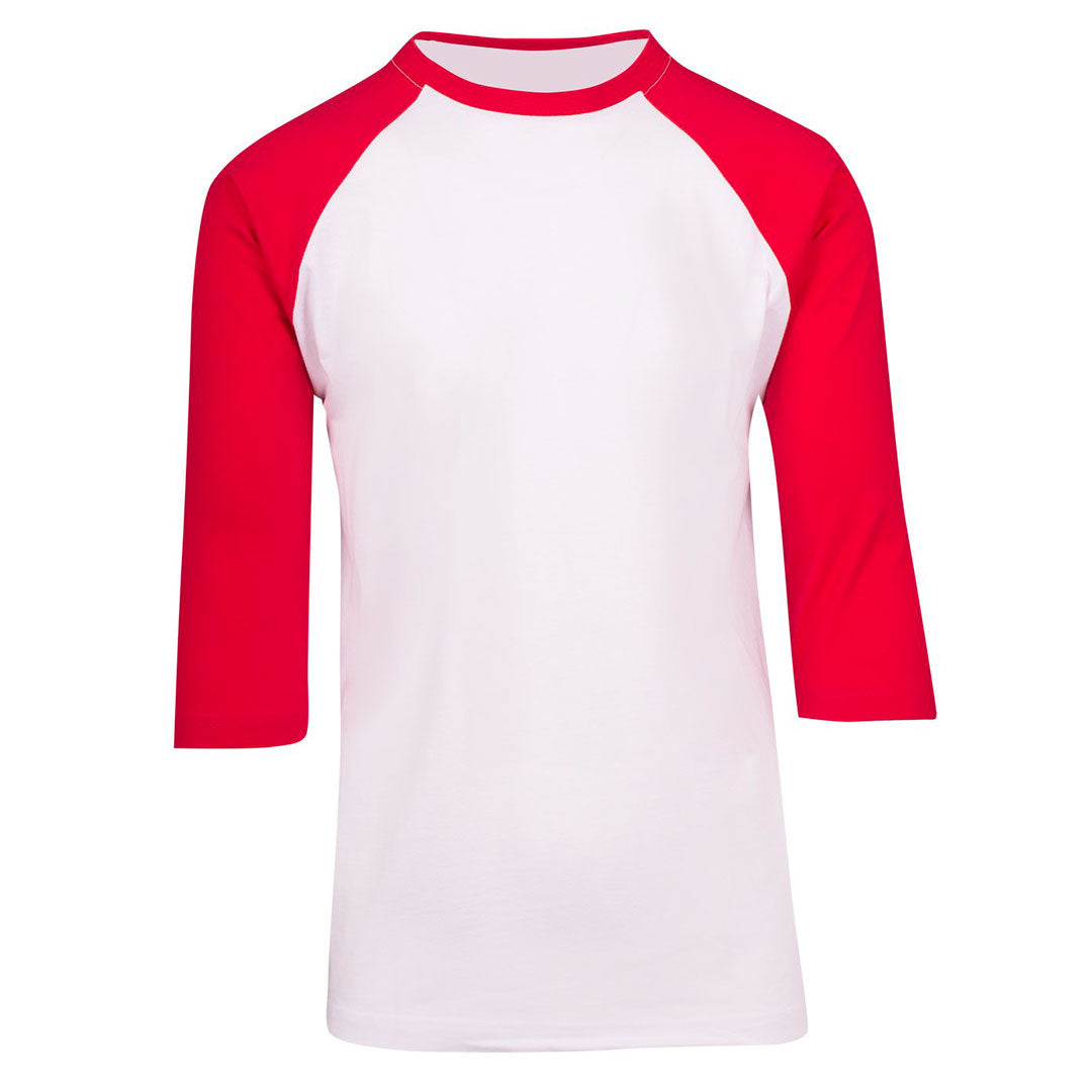 Ramo The 3/4 Raglan Sleeve Tee | Men White/Red Shirts & Tops