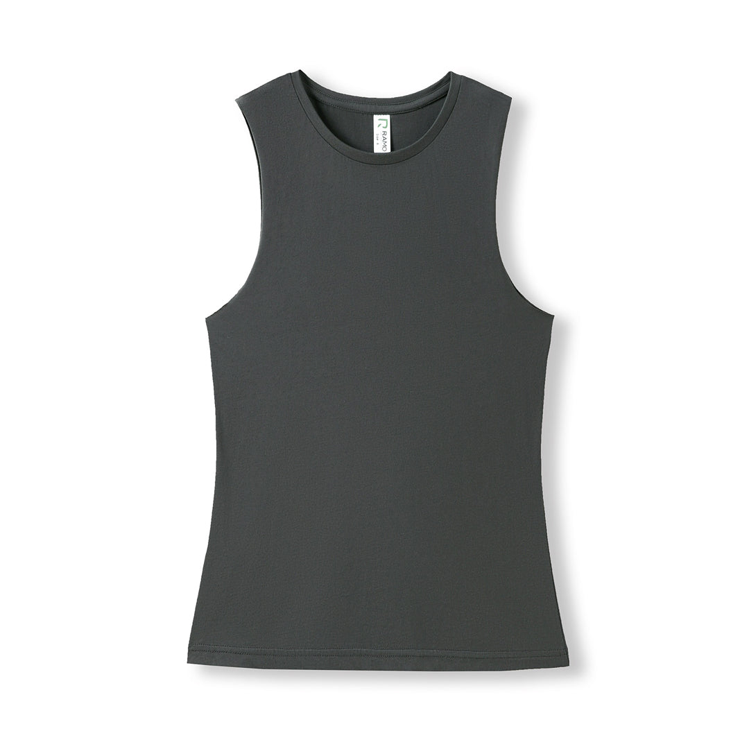 Ramo The Combed Cotton Tank | Ladies Charcoal Shirts & Tops