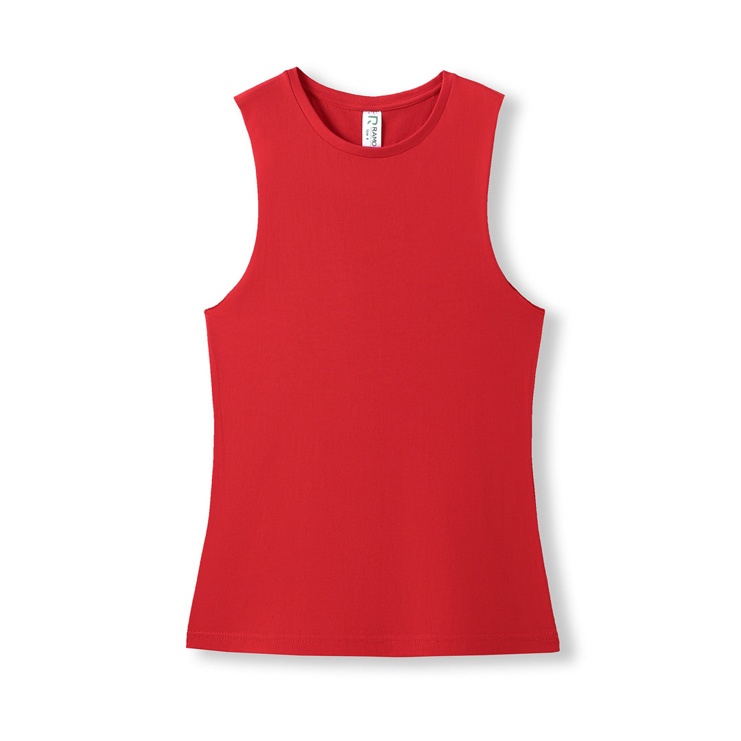 Ramo The Combed Cotton Tank | Ladies Red Shirts & Tops