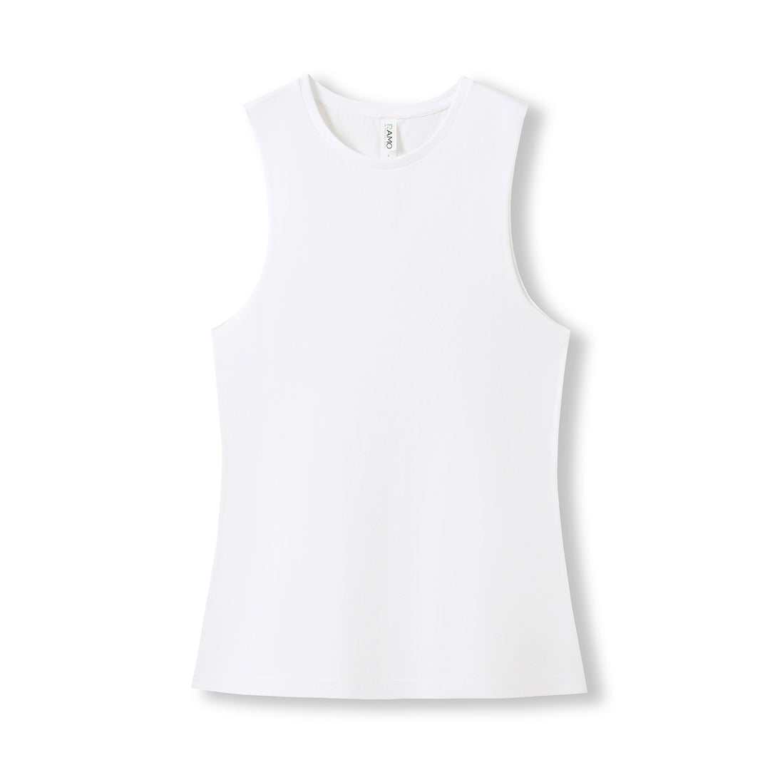 Ramo The Combed Cotton Tank | Ladies White Shirts & Tops