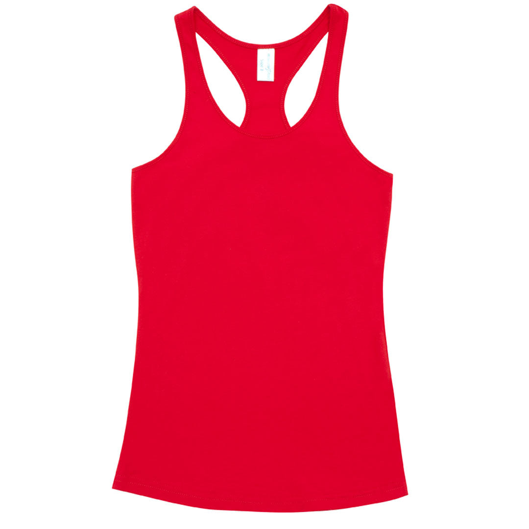 Ramo The Cotton Racer Back Singlet | Ladies Red Shirts & Tops