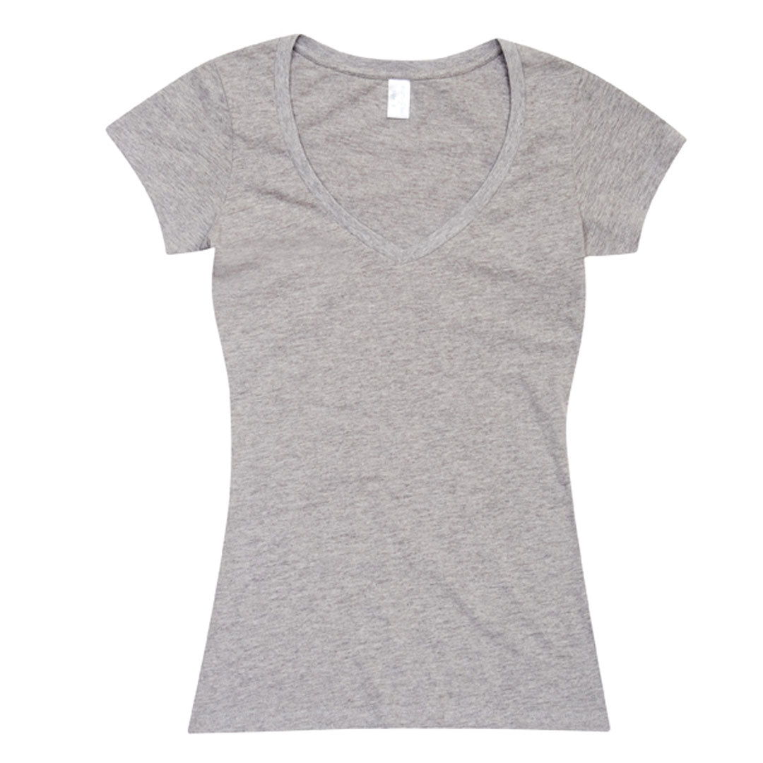 Ramo The V-Neck Tee | Ladies | Slim Fit Grey Marle Shirts & Tops
