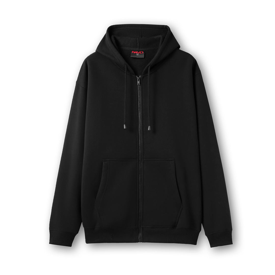 Ramo The Kangaroo Pocket Zipped Hoodie | Mens Black Outerwear